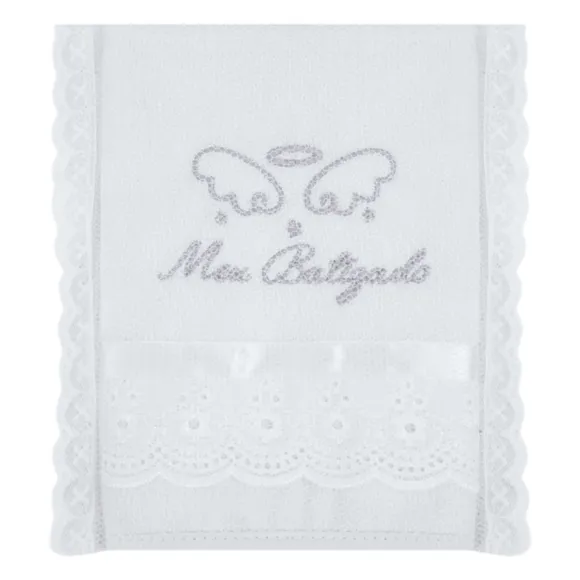 Toalhinha Branca Meu Batizado Hug Baby