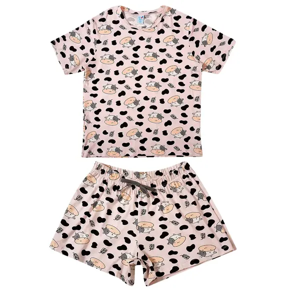 Pijama Curto Adulto Vaquinha Viscolycra Brilha No Escuro Tip Top
