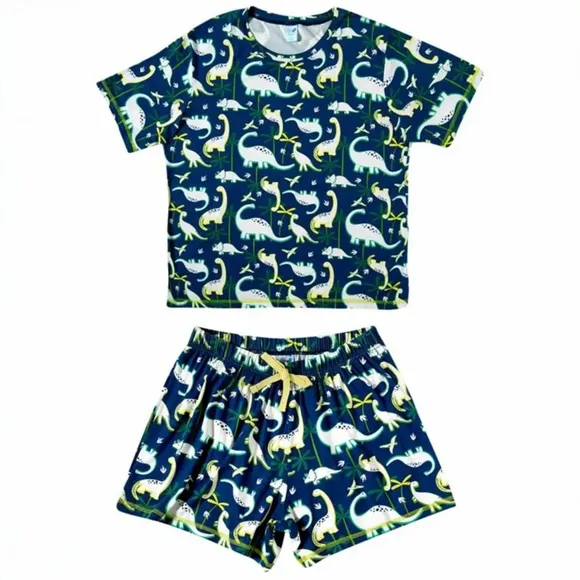 Pijama Curto Adulto Dino Viscolycra Brilha No Escuro Tip Top