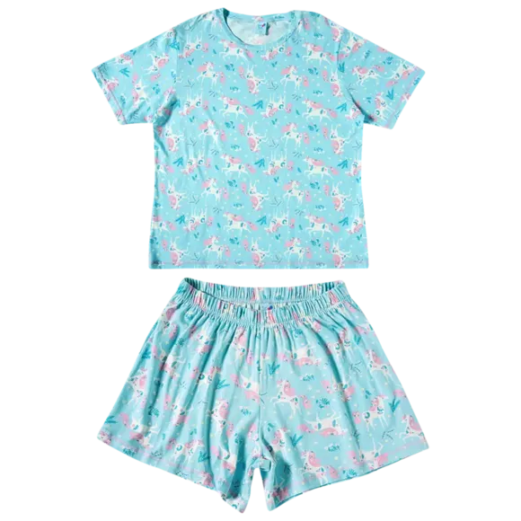 Pijama Curto Adulto Unicórnio Viscolycra Brilha No Escuro Tip Top