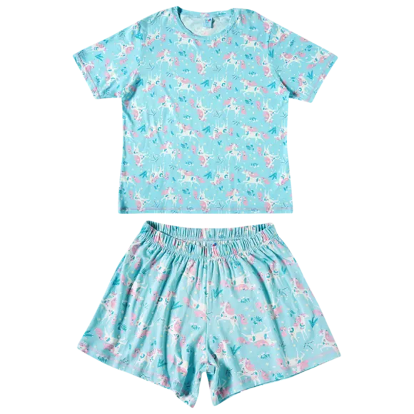 Pijama Curto Adulto Unicórnio Viscolycra Brilha No Escuro Tip Top