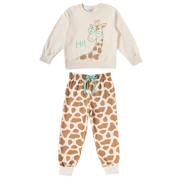 Pijama Longo Girafa Moletinho Adulto Tip Top