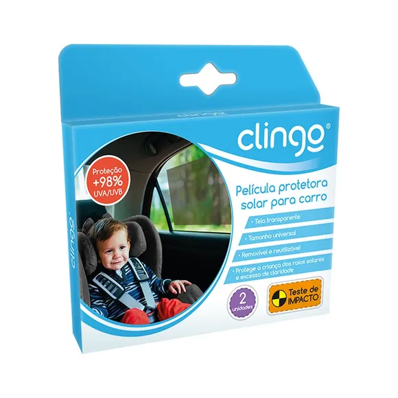 Protetor Solar Duplo Para Carro Película De Contato Preto Clingo