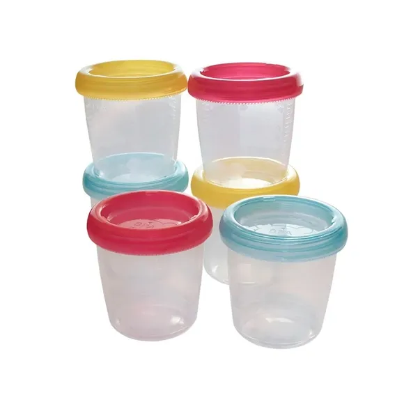 Kit 6 Potes Com Tampa Para Armazenamento De Leite Materno E Papinha 180ml Colorido Clingo