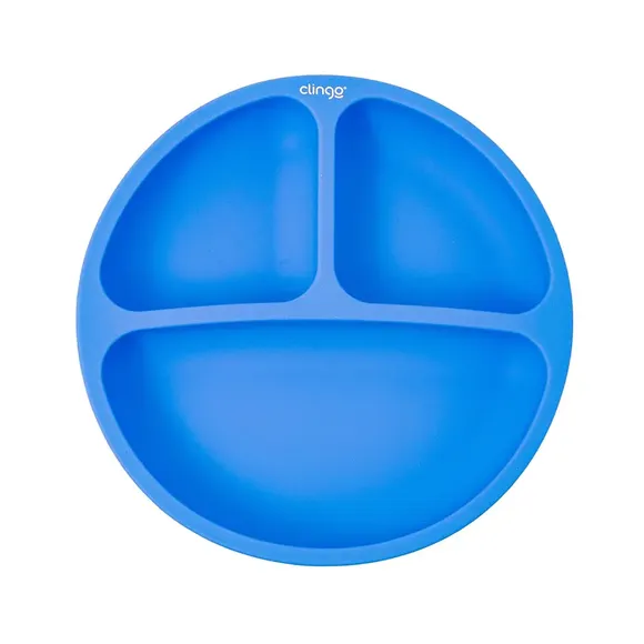 Prato De Silicone Com Divisória Azul Clingo