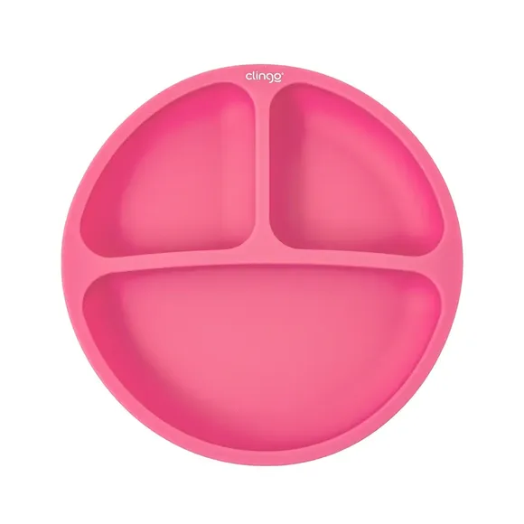 Prato De Silicone Com Divisória Rosa Clingo