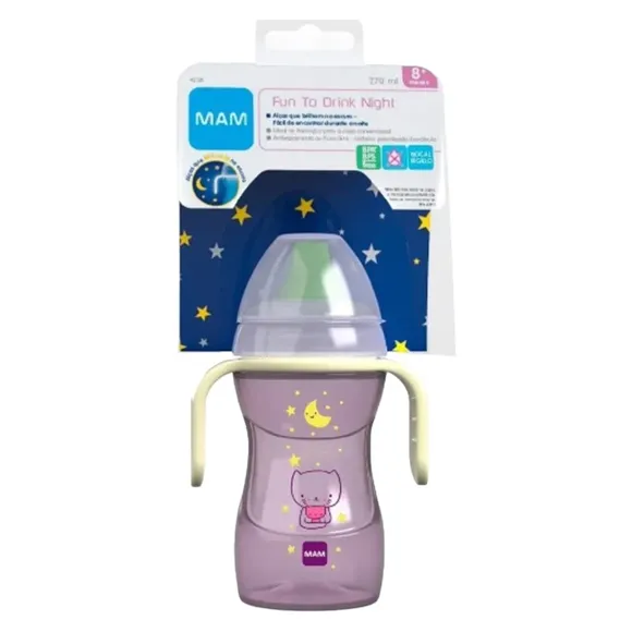 Copo De Treinamento Com Alça Fun To Drink Night 270ml Rosa Mam