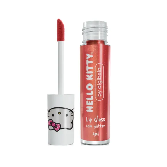 Batom Com Glitter Lip Gloss 4ml Maçã Do Amor Hello Kitty