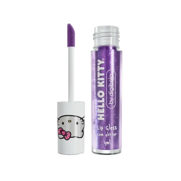 Batom Com Glitter Lip Gloss 4ml Algodão Doce Hello Kitty
