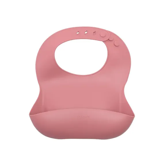 Babador De Silicone Com Pega Migalhas Rosa Infanti