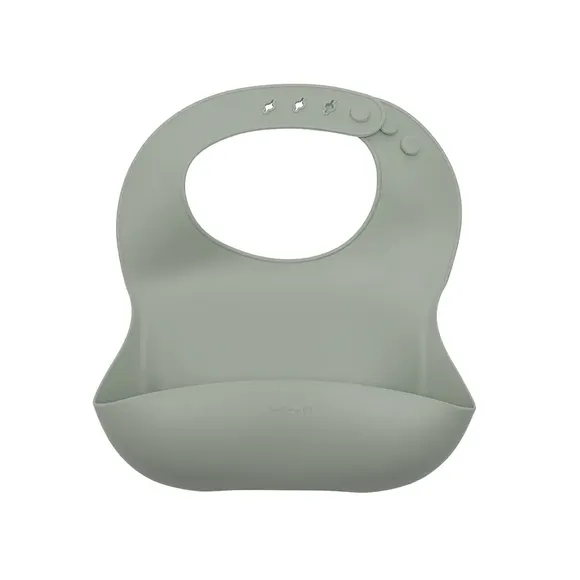 Babador De Silicone Com Pega Migalhas Verde Infanti