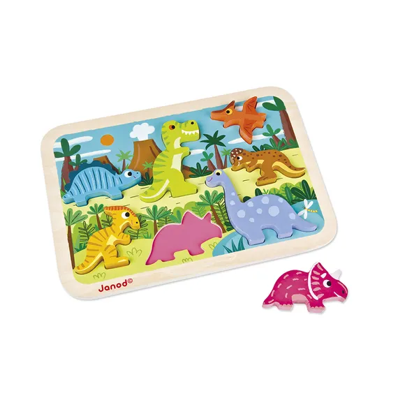 Brinquedo De Encaixe Educativo Encaixa Formas 8 Peças Dinossauro Janod