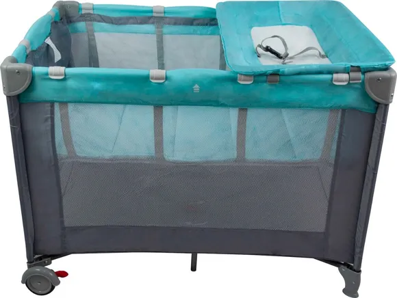 Berco Portatil Infinity Cinza Com Verde Premium Baby