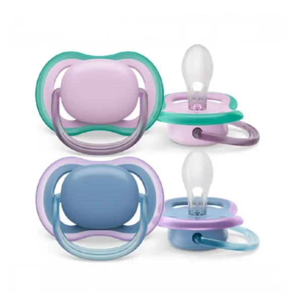 Chupeta Dupla Ultra Air Lisa 6 A 18 Meses Azul E Rosa Avent