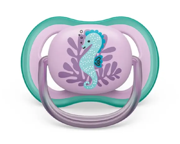 Chupeta Ultra Air Decorada 6 A 18 Meses Rosa E Verde Avent