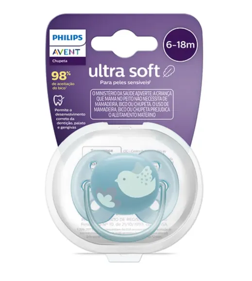 Chupeta Ultra Air Decorada 6 A 18 Meses Azul Avent