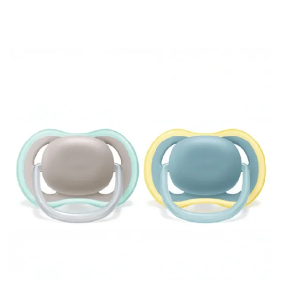 Chupeta Dupla Ultra Air Lisa 18 Meses Mais Cinza E Azul Avent