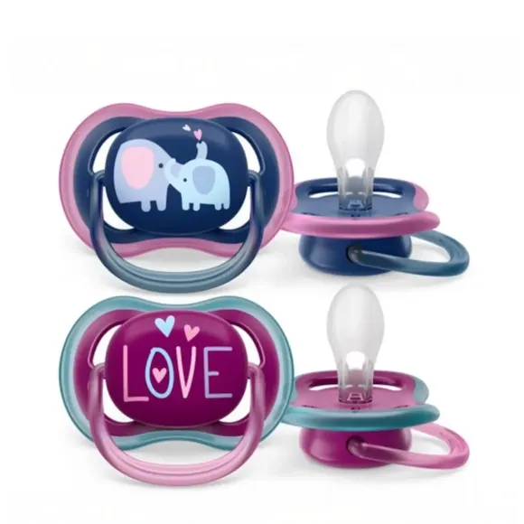 Chupeta Dupla Ultra Air Decorada 18 Meses Mais Rosa E Azul Avent