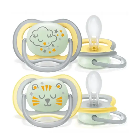 Chupeta Dupla Ultra Air Nighttime 18 Meses Mais Amarela Avent