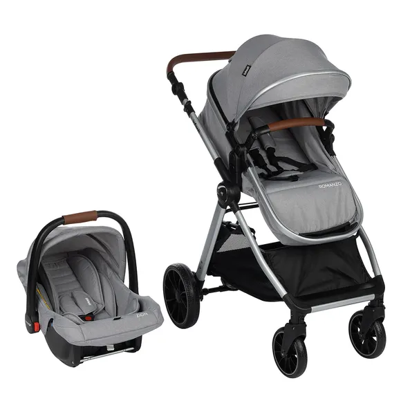 Carrinho De Bebê Ts Duo Romanzo Com Bebê Conforto Zion Cinza Granizo Infanti