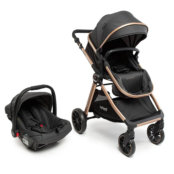 Carrinho De Bebê Ts Duo Romanzo Com Bebê Conforto Zion Preto Bronze Infanti
