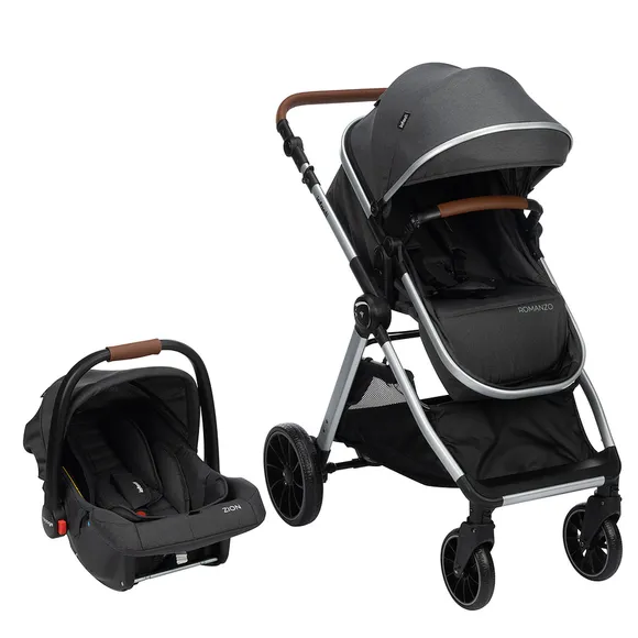 Carrinho De Bebê Ts Duo Romanzo Com Bebê Conforto Zion Preto Granizo Infanti