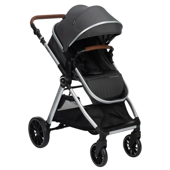 Carrinho De Bebê Romanzo Preto Granizo  Infanti