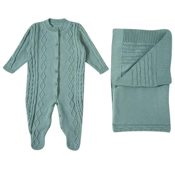 Kit Saída Maternidade Estampa Lisa Tricot Bebê Tip Top