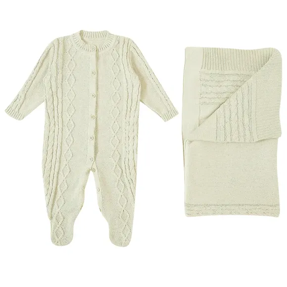Kit Saída Maternidade Estampa Lisa Tricot Bebê Tip Top