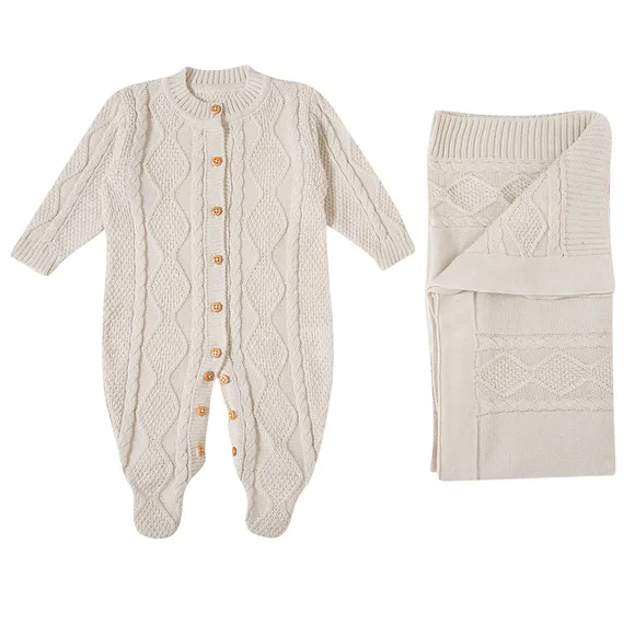 Kit Saída Maternidade Macacão E Manta Tricot Bebê Tip Top