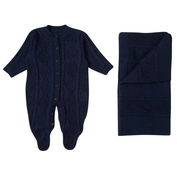 Kit Saída Maternidade Macacão E Manta Tricot Bebê Tip Top