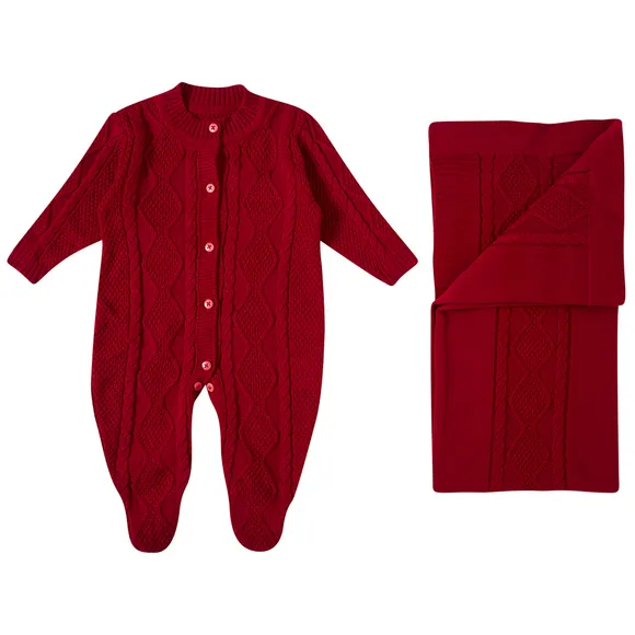 Kit Saída Maternidade Macacão E Manta Tricot Bebê Tip Top