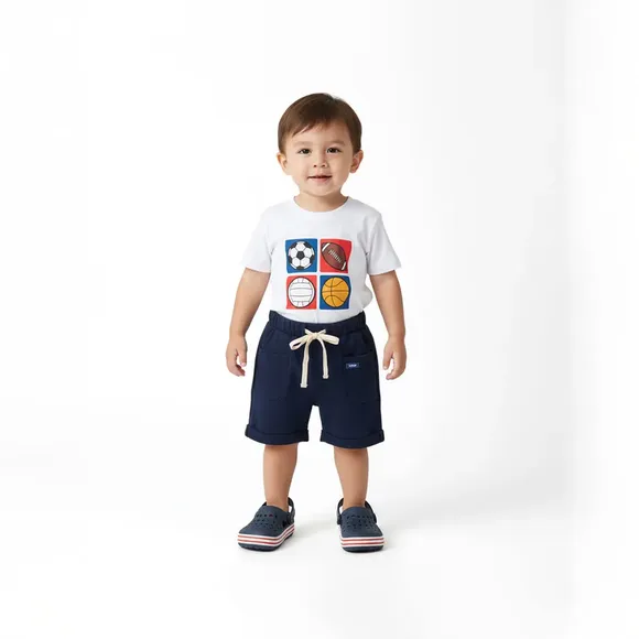 Camiseta Manga Curta Toddler Esportes Meia Malha Tip Top