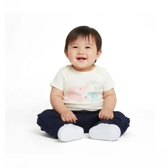 Body Bebê Elefantinho Meia Malha Tip Top
