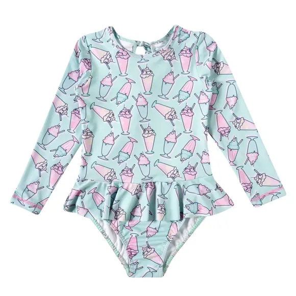 Body Praia Manga Longa Toddler Milkshake Elastano Proteção Uv 50+ Tip Top
