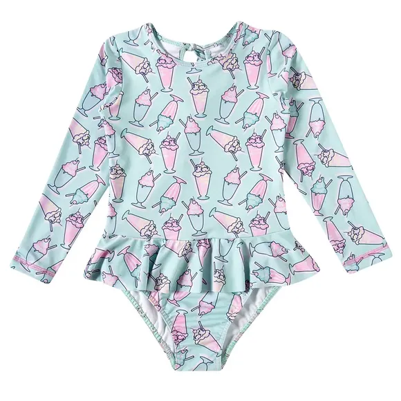 Body Praia Manga Longa Kids Milkshake Elastano Proteção Uv 50+ Tip Top