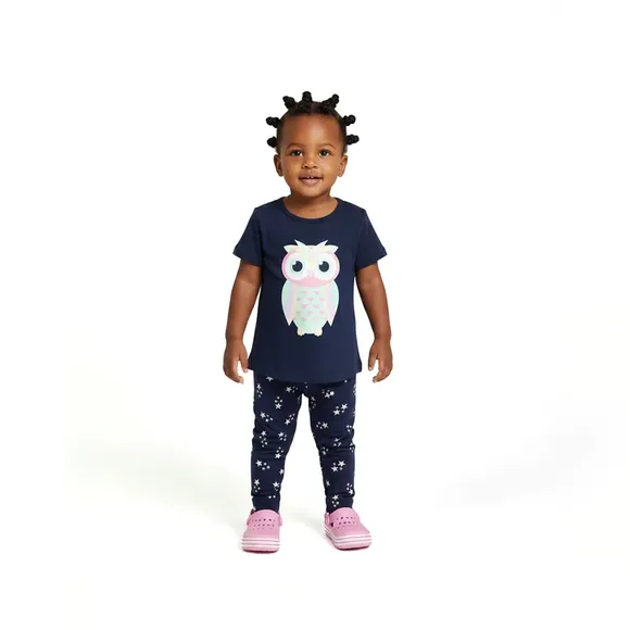Blusa Manga Curta Toddler Corujinha Meia Malha Tip Top