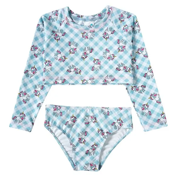 Top E Calcinha Praia Kids Unicórnio Elastano Proteção Uv 50+ Tip Top