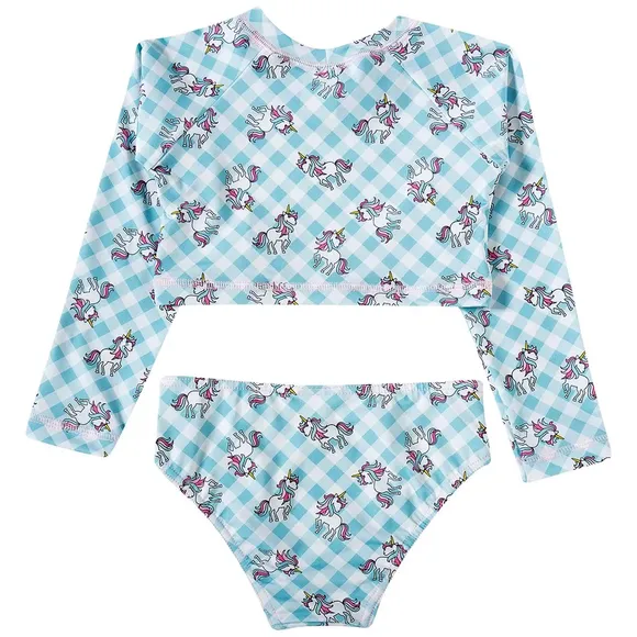 Top E Calcinha Praia Kids Unicórnio Elastano Proteção Uv 50+ Tip Top
