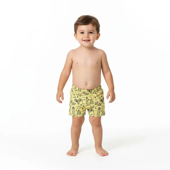 Shorts Praia Kids Tropical Elastano Proteção Uv 50+ Tip Top