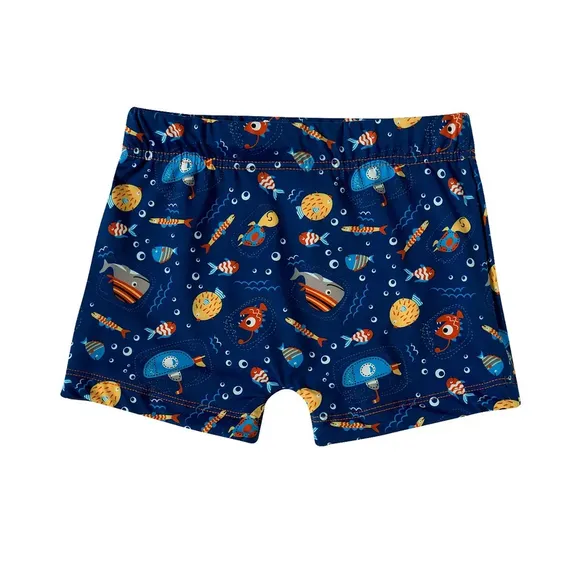 Shorts Praia Toddler Peixes Royal Elastano Proteção Uv 50+ Tip Top