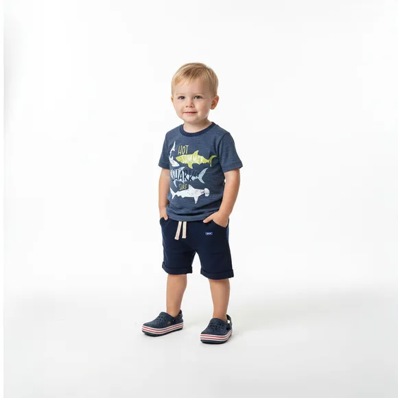 Camiseta Manga Curta Kids Tubarão Meia Malha Tip Top