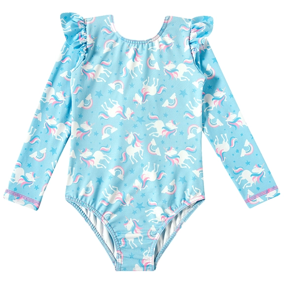 Body Praia Manga Longa Toddler Unicórnio Lycra Proteção Uv 50+ Tip Top
