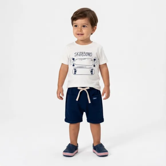 Camiseta Toddler Skateboard Meia Malha Tip Top