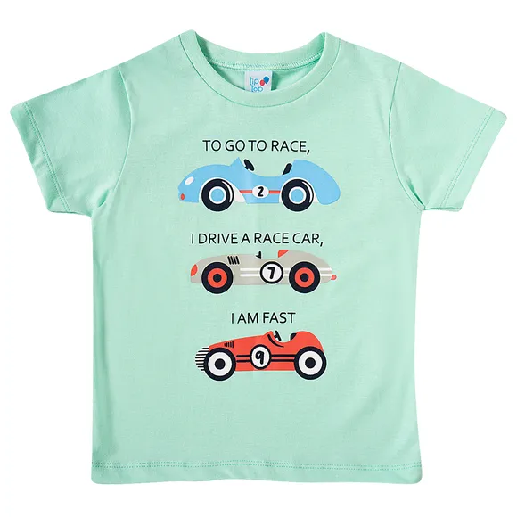 Camiseta Manga Curta Kids Verde Água Meia Malha Tip Top