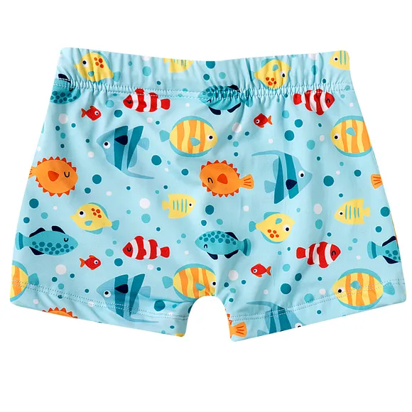Shorts Praia Toddler Peixes Elastano Proteção Uv 50+ Tip Top