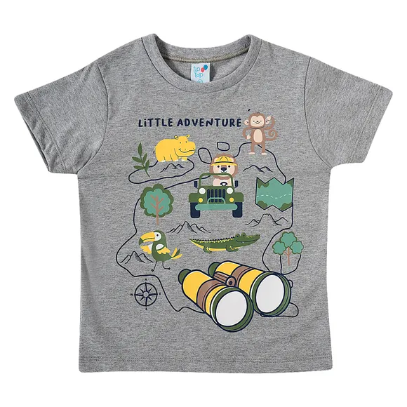 Camiseta Manga Curta Kids Little Adventure Meia Malha Tip Top