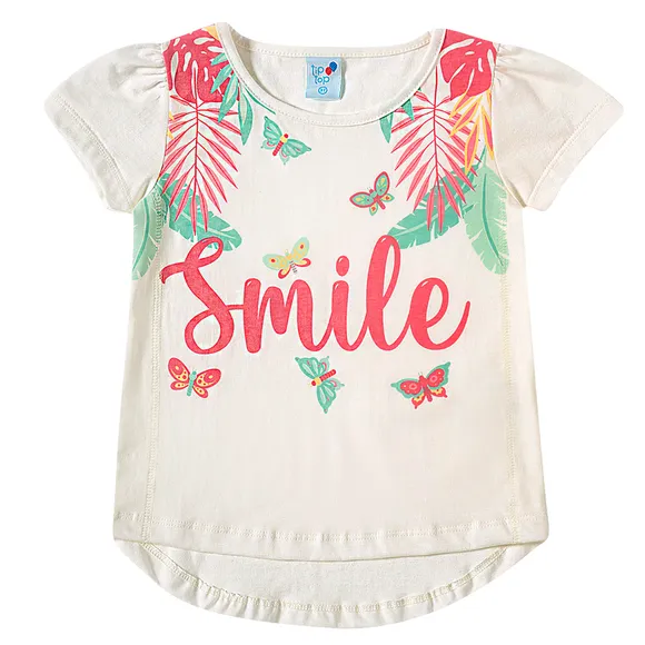 Blusa Manga Curta Kids Smile Meia Malha Tip Top