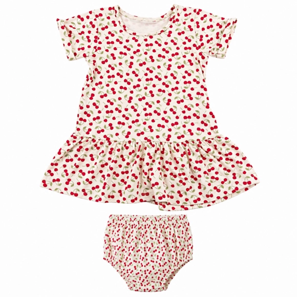 Vestido Com Calcinha Cerejas Malha Peach Skin Tip Top