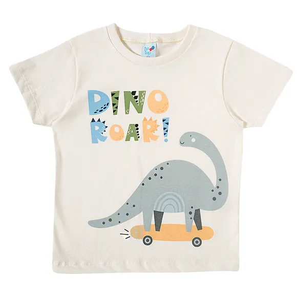 Camiseta Manga Curta Kids Dino Roar Meia Malha Tip Top